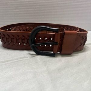 Lauren Ralph Lauren Brown Genuine Leather Braided Belt Women’s Size M 2”X 35”